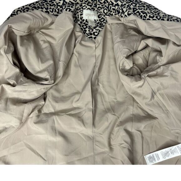 CHICO'S Faux Suede Animal Print‎ Blazer Jacket One Button Closure Size Medium - Picture 10 of 12